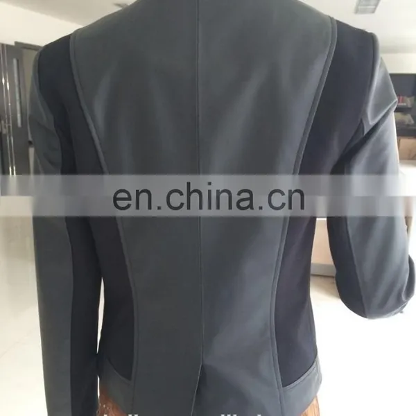 Womens pu Leather Jacket With Knit photo-4