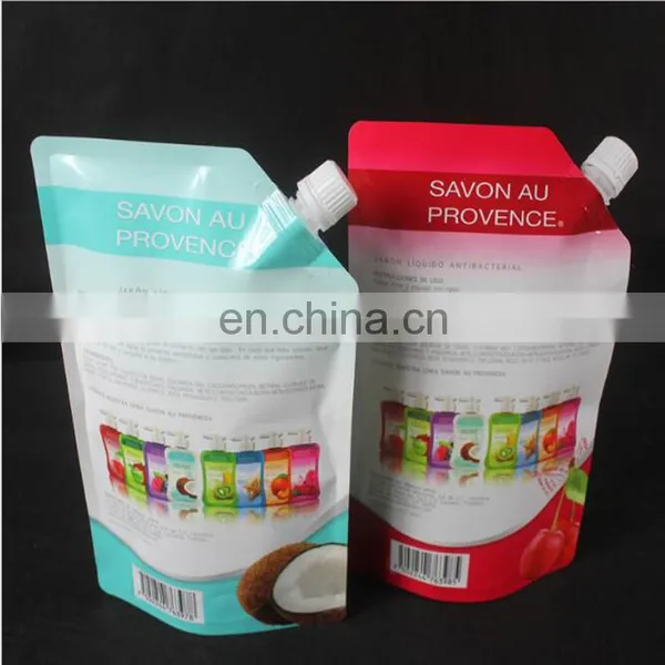 Customized Reusable Juice Drink Food Packaging Bag/ Liquid Stand up Spout Pouch With Top Spout photo-2