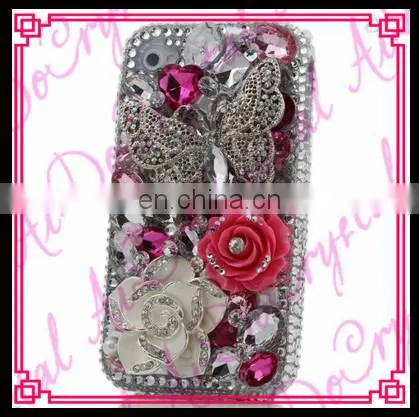 Aidocrystal White Crystal Flower Bling Accessories Cell Phones Cover