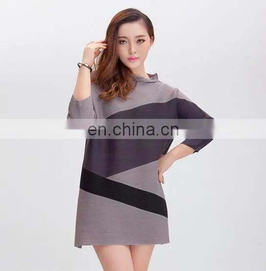 Middle Aged Group Fashion Women Tops and Blouse Patchwork Blouse photo-3