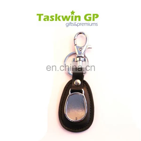 Business Promotion Use Fob Keyring, Cheap Black Genuine Leather Keychain photo-2