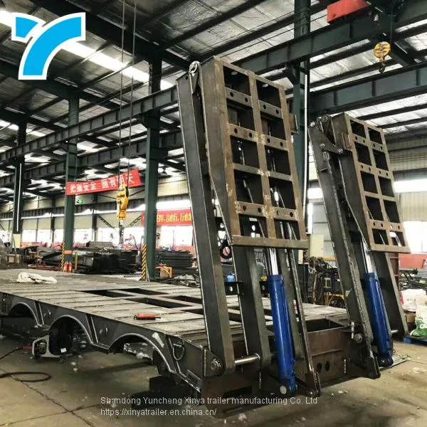 China Factory Twist Lock Gooseneck Low Platform Semi Trailer 40 Ton Low Bed Semi Trailer photo-3
