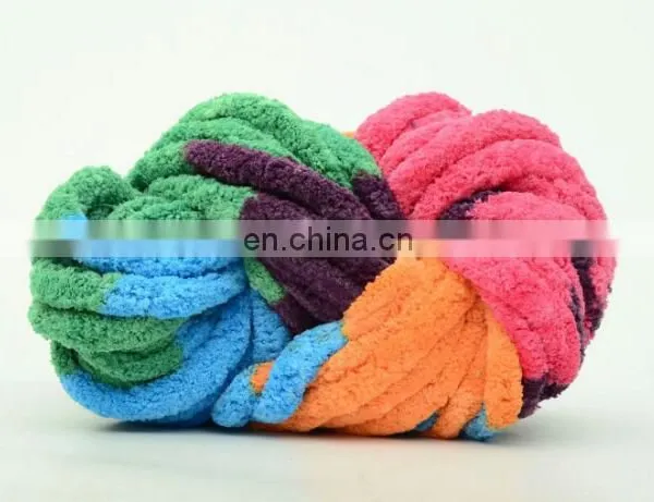 MIX COLOR Knit Vegan Yarn 100% Polyester Chenille Yarn Super Chunky Velvet Big Crochet Yarn photo-4