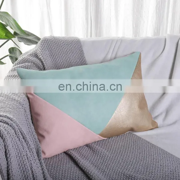 Custom Made Fashion Luxury High Quality Patchwork Faux Leather Cut Cushion in Stock photo-7