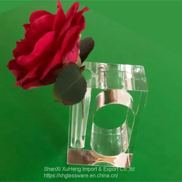 New Design Clear Acrylic Napkin Rings With Standing Bud Vase Flower Napkin Rings Holder For Wedding Table photo-2