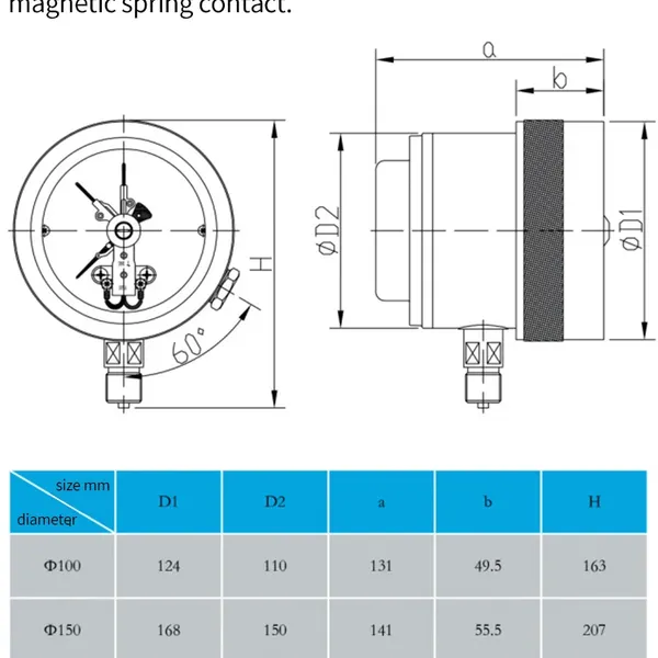 Stainless Steel Pressure Gauge With Shock-proof Diaphragm Gauge With Explosion-proof Electric Contact photo-5