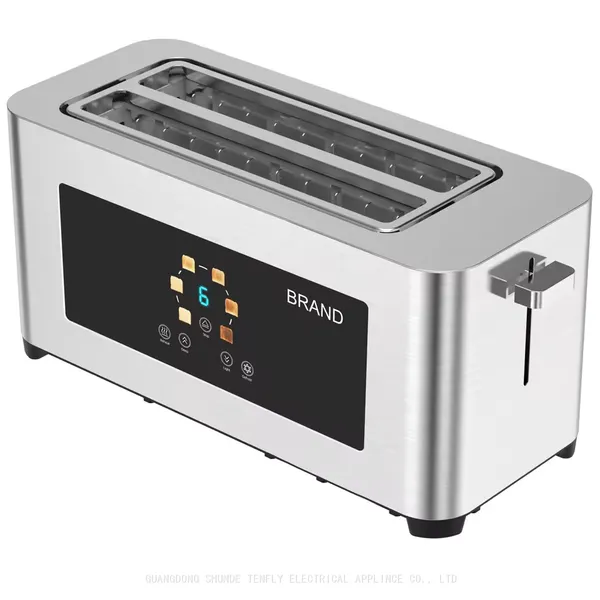 Tenfly Touch Screen 4 Slice Toaster, Stainless Steel Long Slot Home Breakfast Maker Sandwich Maker Bread Toaster Factory Custom