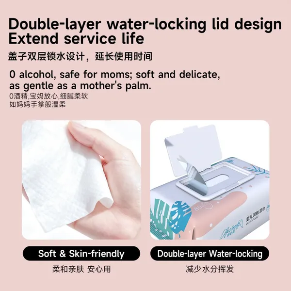 Baby Wet Wipes 80 Sheets, Pure Water Formula, Alcohol-Free, Extra Thick & Soft, for Baby Hand Mouth & Hip Cleaning, Household Wholesale photo-2