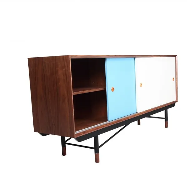 Finn Juhl 1955 Replica Arne Sideboard Mid Century Modern Walnut Color Sliding Door Dining Storage Credenza Cabinet photo-5