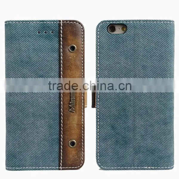 Genuine Leather & Denim Jean Flip Cell Phone Case/Booklet With Card Slots for IPhone 6/6plus for Lady/female Quality Choice photo-2