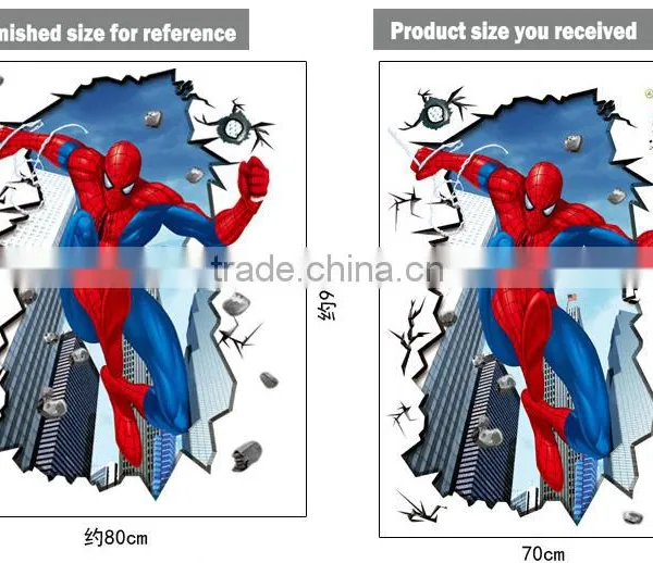2016 3d Vinyl Wall Stickers For Kids Rooms Pvc Wall Decals Home Decor 3D Super Hero Wholesale photo-4