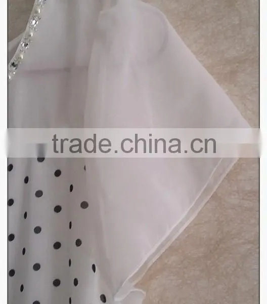 Simple Wave Point Chiffon T-shirt O-neck Girls T-shirt photo-3