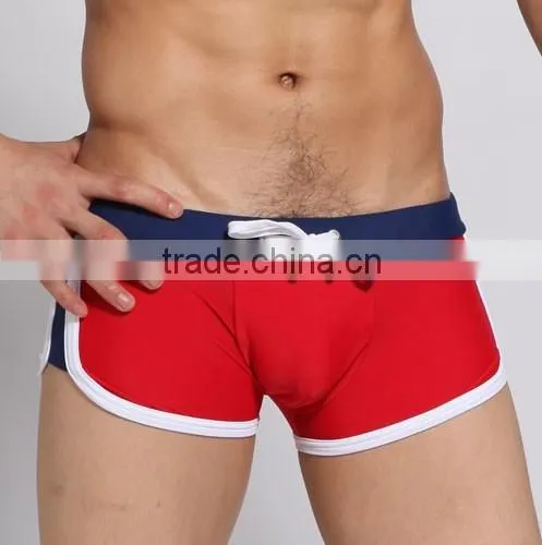 2015 Solid Men Knot Swimwear Plus Size Swimwear Sexy Boxer Men Swimwear Short photo-3