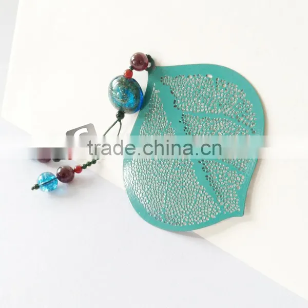 Custom Etched Coloring Antique Bookmark With Leaf Shape photo-3