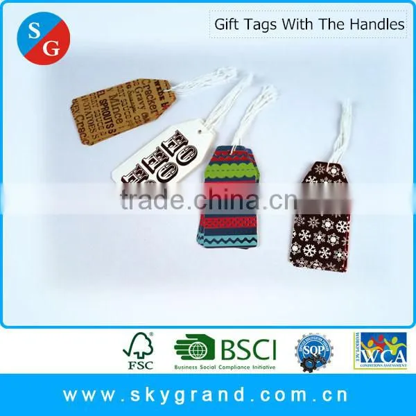 Customized Design Colorful Printing Drawsting Hang Gift Tag