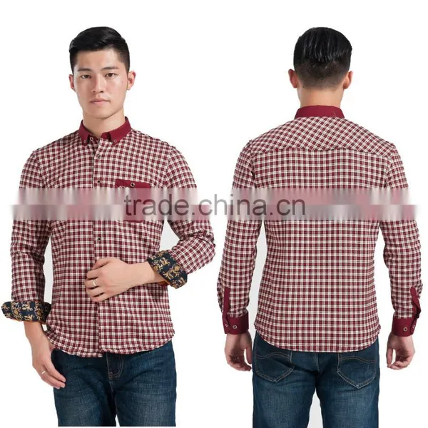 2015 Man Winter Warm Flannel Imprint Long Sleeve Shirt photo-2
