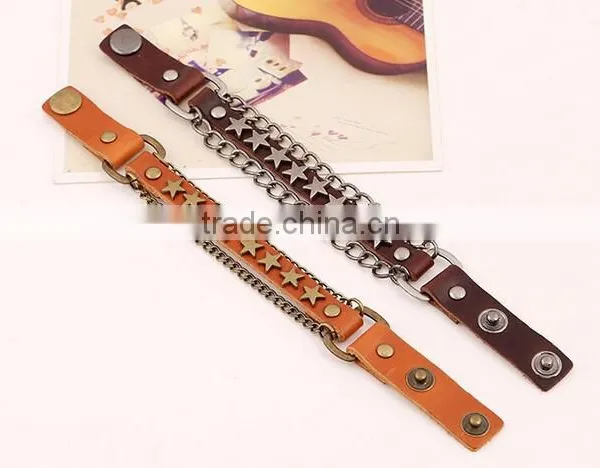 Punk Cool Men Womens Wide Genuine Leather Belt Bracelet Cuff Wristband Bangle photo-3