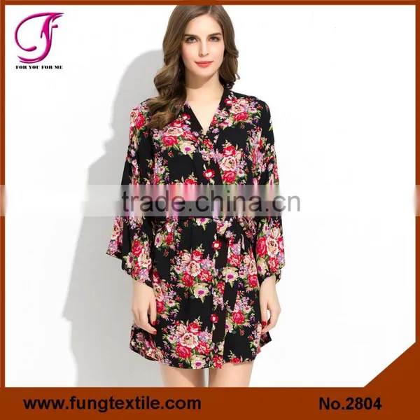 FUNG 2802 Women Floral Wholesale Cotton Robe photo-3