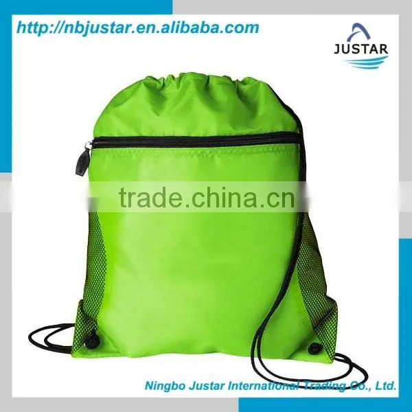 2016 Christmas Promotioanl Customized Cheap Custom Christmas Drawstring Gift Bags With Side Mesh Pocket photo-4