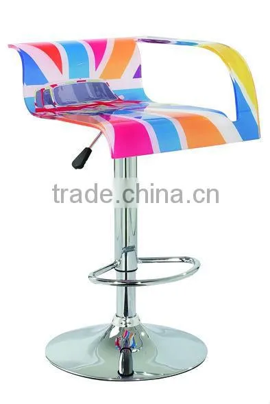 00716 Acylic Swivel Adjustable Chrome Footrest Bar Stool