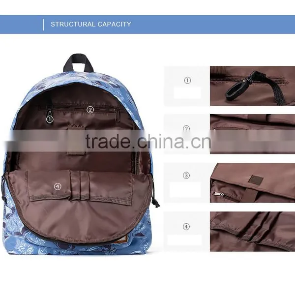 Large Capacity Fashional Floral Nylon Backpack Teen-age School Bag photo-4