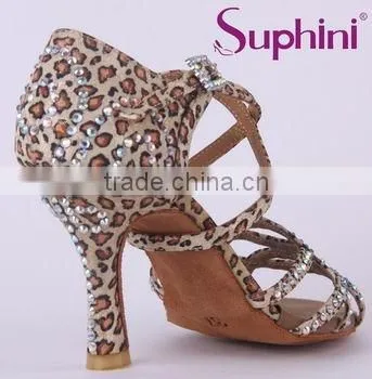 Leopard With Rhinestone/Crystal Stone Latin Dance Shoes photo-4