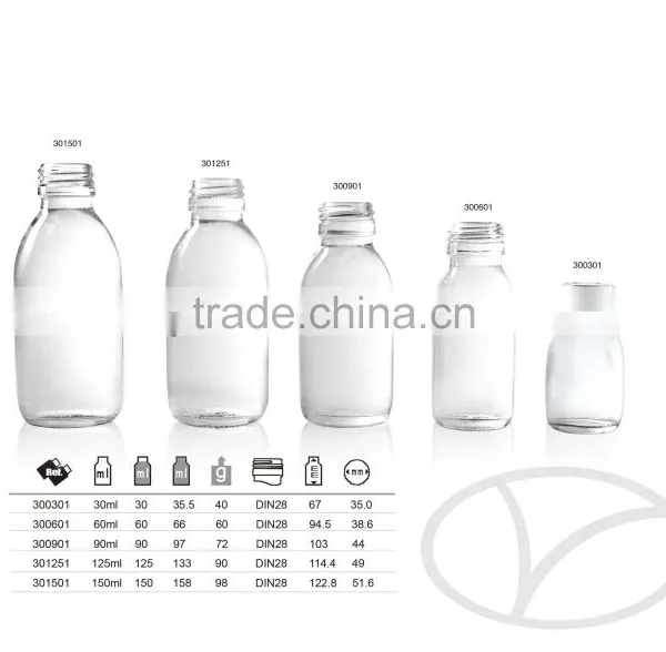 30ml-125ml-500ml Amber Glass Bottles For Syrup/Oil DIN28 or PP28 Neck photo-2