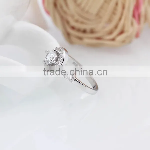 Pure Silver Asymmetric Design Lock Ring Double Circle Ring With Whte Zircon photo-3