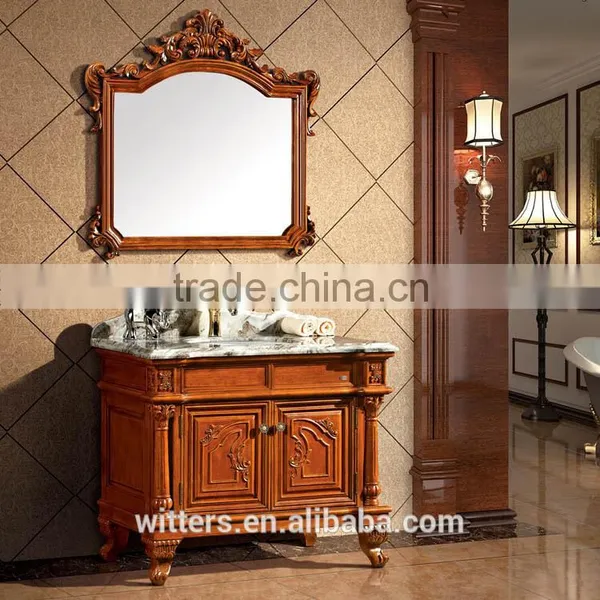 WTS-8333O Royal Traditional Baroque Single Antique Bathroom Vanity With Basin Vanity Unit Top photo-3