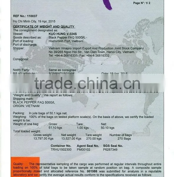 HIGH QUALITY VIETNAM BLACK PEPPER FAQ 500G/L photo-6