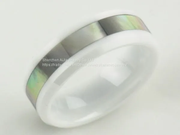 Customizable White Zirconia Ceramic Jewelry Couple Ring For Wedding photo-2