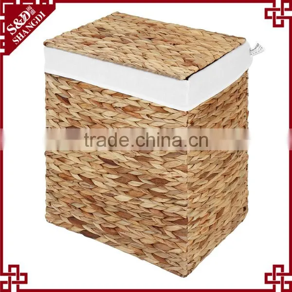 Removable Liner Water Hyacinth Woven Laundry Hamper / Laundry Basket photo-3