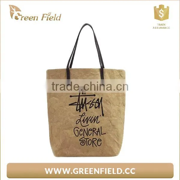 Brown Washable Papr Bag Custom Printed Reusable Tote Shopping Bag photo-2