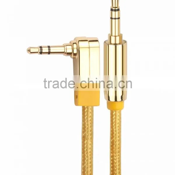 Wholesale Weave 3.5mm Three Core Male To Male Car AUX Bend Audio Cable, L Type Car Use Aux-in Cable photo-2