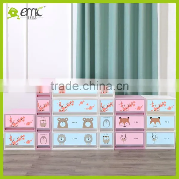 Wholsale Emc 3 Tiers Plastic Drawer Storage Cabinet With Color Print Transparent Storage Box photo-3