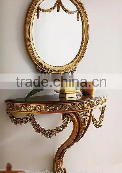 Bed Side Decorative Baroque Style Hanging Console Table and Mirror Set photo-4