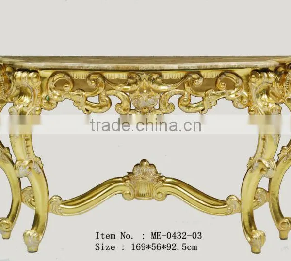 Marble Top Antique Gold Console Table for Living Room ME-0432-01 photo-4