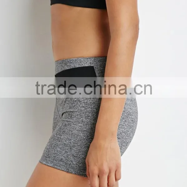 High Quality Women Fashion Gym Active Heathered Yoga Shorts Pants Wholesale Custom Manufacturer Clothing Shorts photo-3