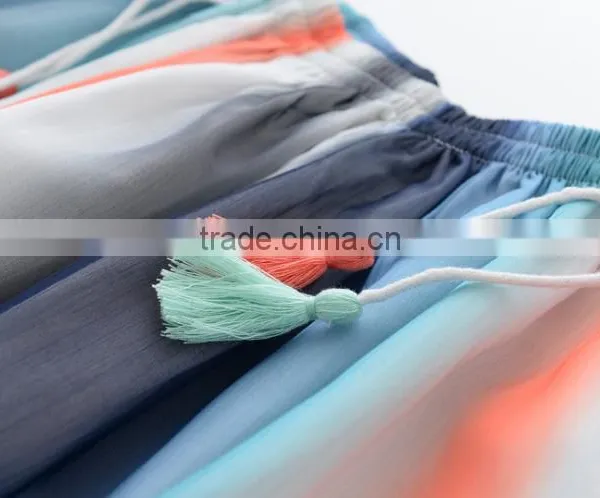2017 Latest Girls Chiffon Tops With Colored Stripe photo-3