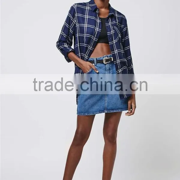 2016 Brand Design Women Denim Mini Skirts A Line Above Knee Blue Cheerleader Skirts photo-2