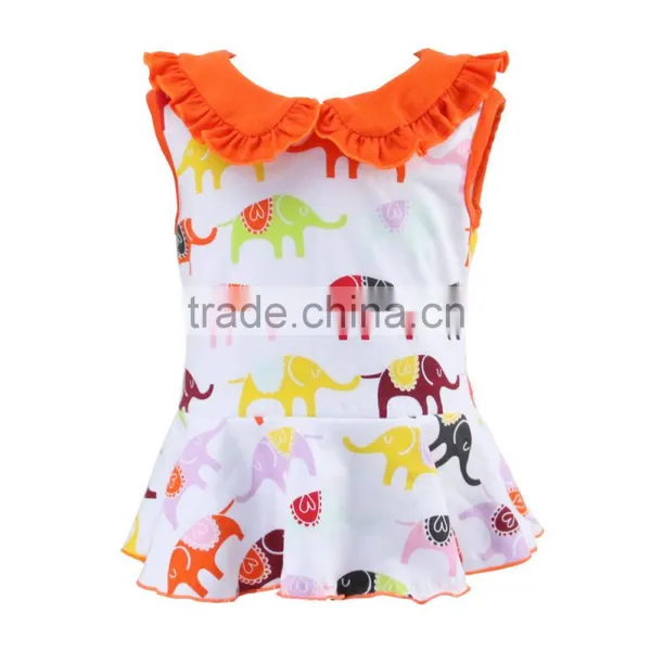 2017 Kaiyo Latest Design Elephant Animal Print Baby Girl Kids Fashion Clothes photo-2