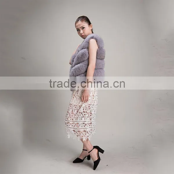 Myfur Ladies Full Pelt Fashionable Genuine Natural Fox Fur Vest Waistcoat Girls Gilet Short Fur photo-2