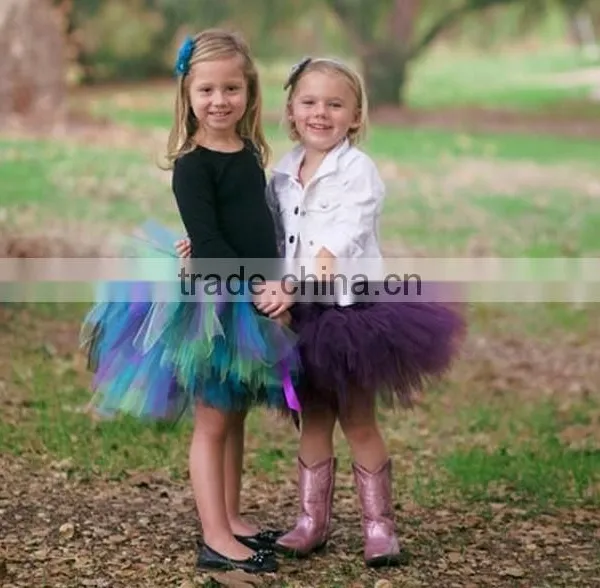 2015 Super Fluffy Purple With Turquoise Blue Kids Parth Birthday Pettiskirt Tutu photo-6