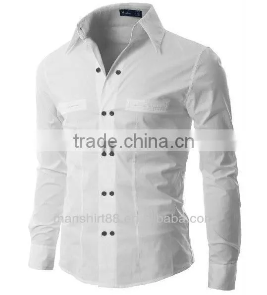 2017 Custom Double Buttons Slim Fit Dress Shirt for Men photo-2