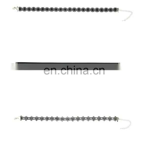 Fashion Handmade Chocker Necklaces Black Lace Choker Necklace Set photo-4