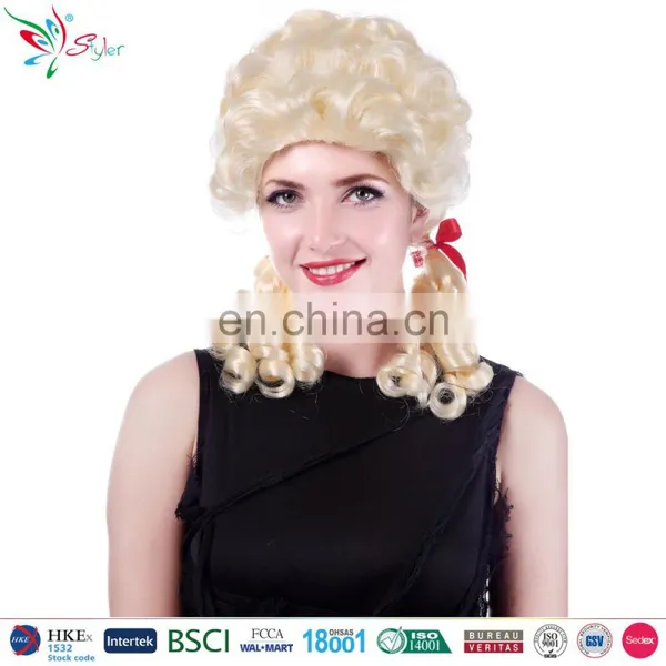 Wholesale Blonde Curly Synthetic Wigs Pigtail Sex Hot School Girl Wig photo-2