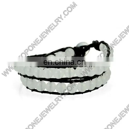 Fashion Leather Blue Beaded Wrap Bracelet for Sale photo-6