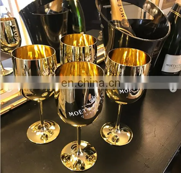 Golden Acrylic/Plastic Moet Champagne Glasses photo-2