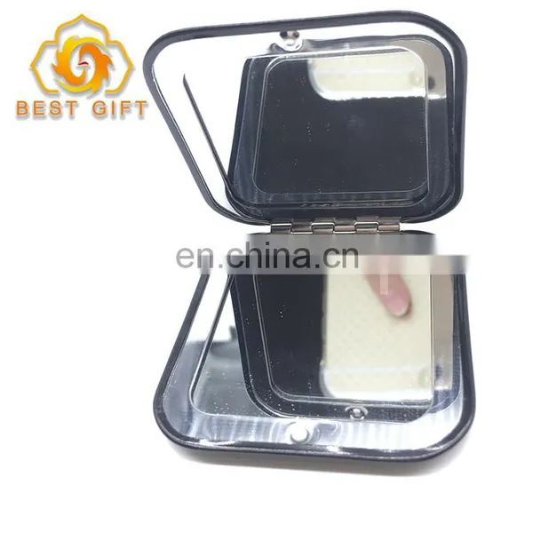 Small Mini Square Ladies Compact Aluminum Metal Mirror photo-3
