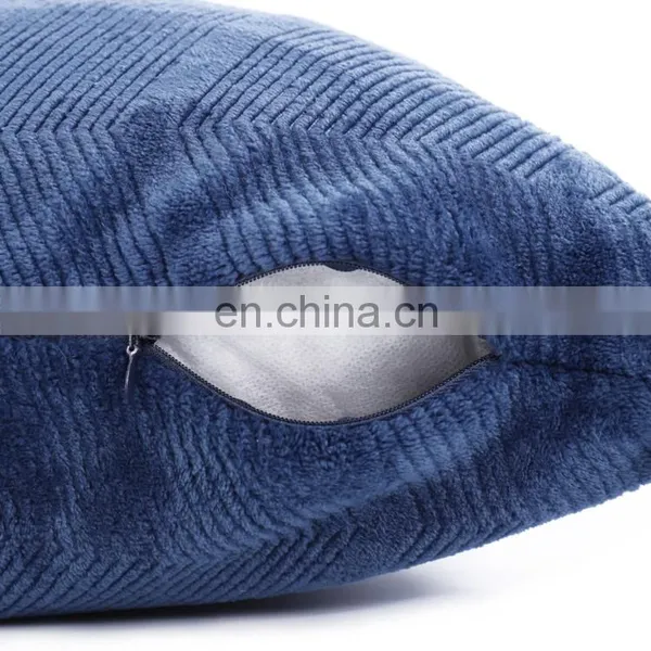 China Products 100%polyester Navy Blue Double Sides Flannel 3D Embossed Chevron Pattern Fleece Cushion Pillow photo-5